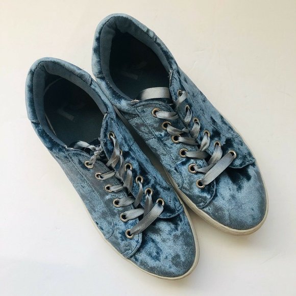 Report Shoes - Report Aioli Blue Velvet Platform Sneaker 8
